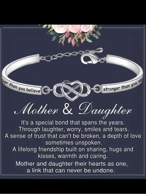 Mother & Daughter Silver Infinity Heart Bracelet